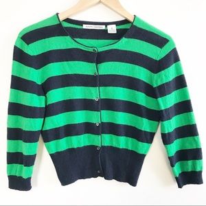 Autumn Cashmere Stripe Preppy Cardigan Sweater M